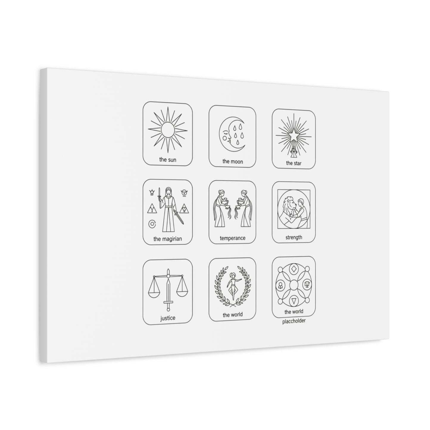 Minimal Tarot Icon Grid Canvas | Monochrome Icon Set, System Design
