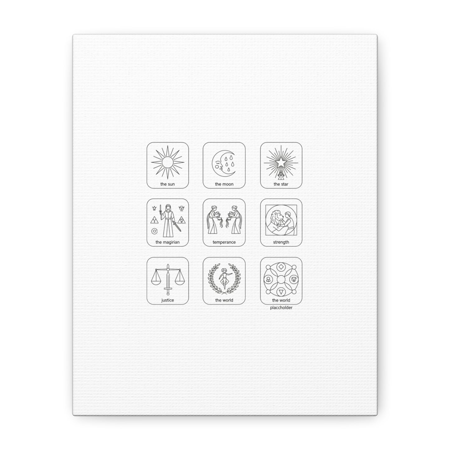 Minimal Tarot Icon Grid Canvas | Monochrome Icon Set, System Design