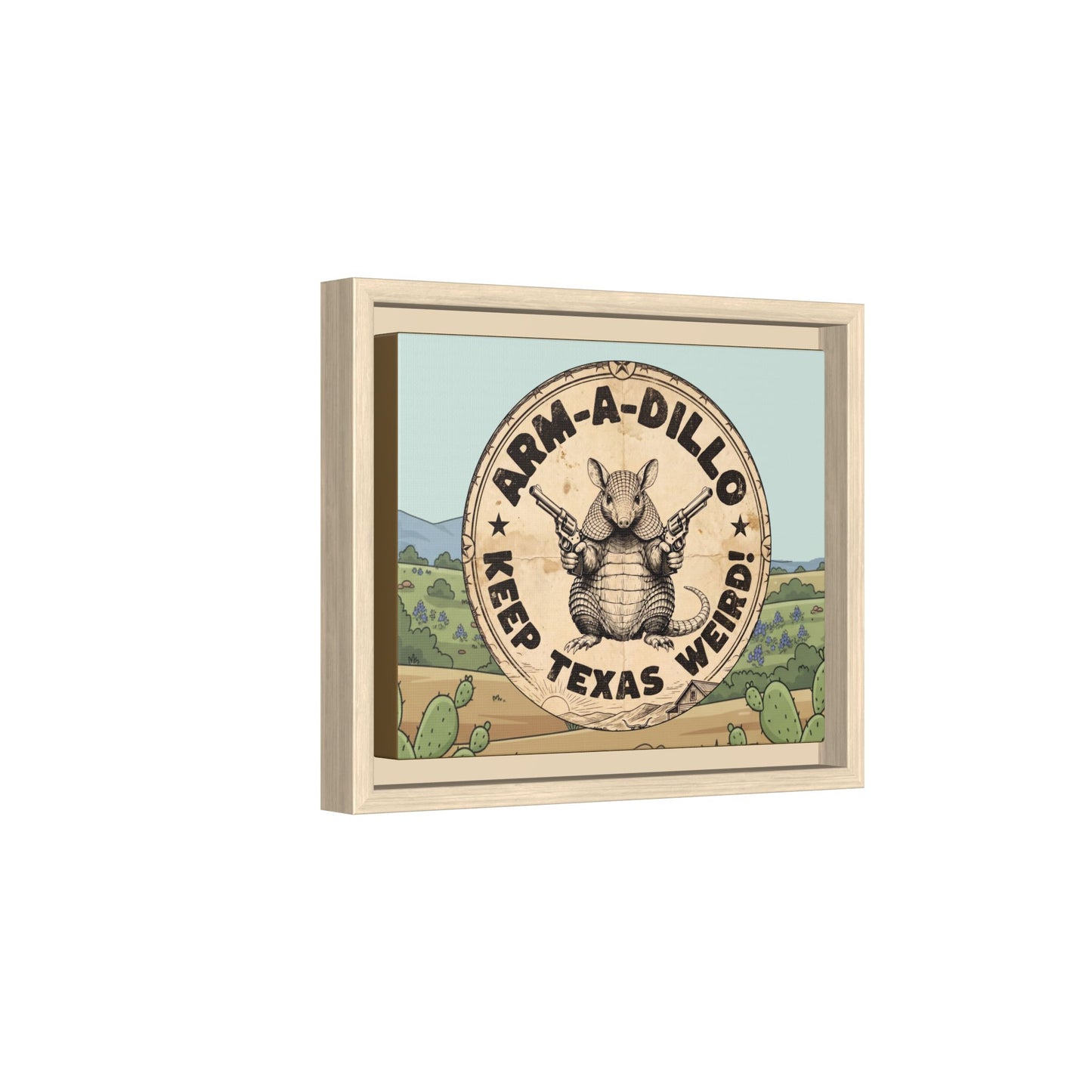 Arm-A-Dillo Framed Canvas Print - Keep Texas Weird - Gift For Texan Dillo Lovers - Ready To Hang -