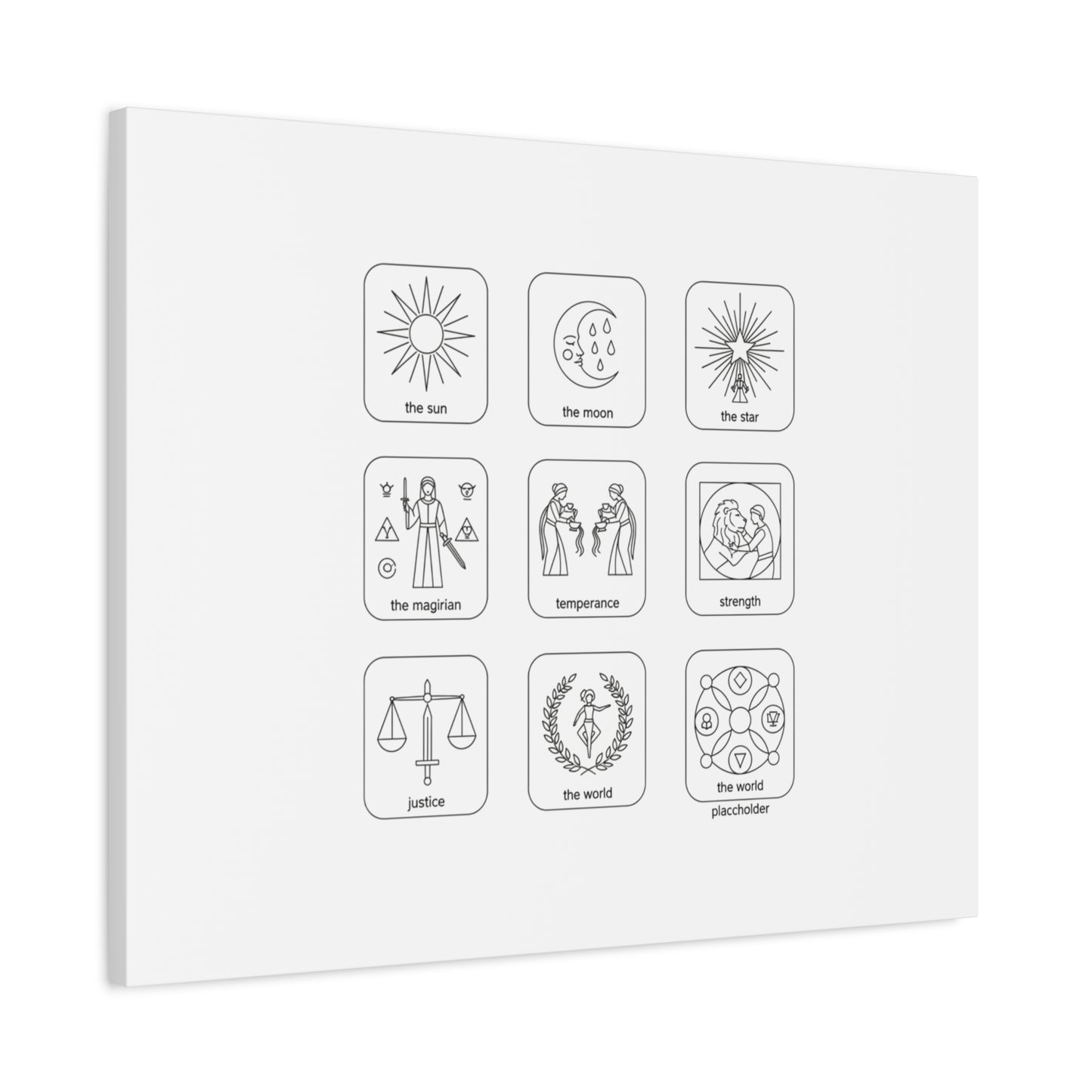 Minimal Tarot Icon Grid Canvas | Monochrome Icon Set, System Design