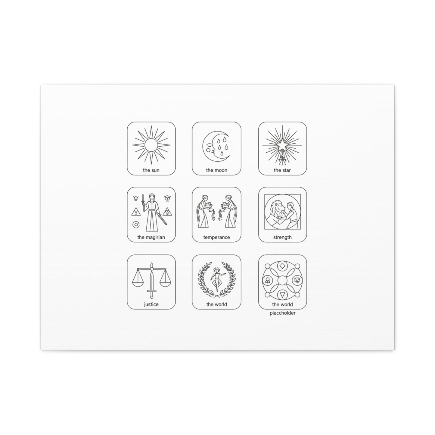 Minimal Tarot Icon Grid Canvas | Monochrome Icon Set, System Design