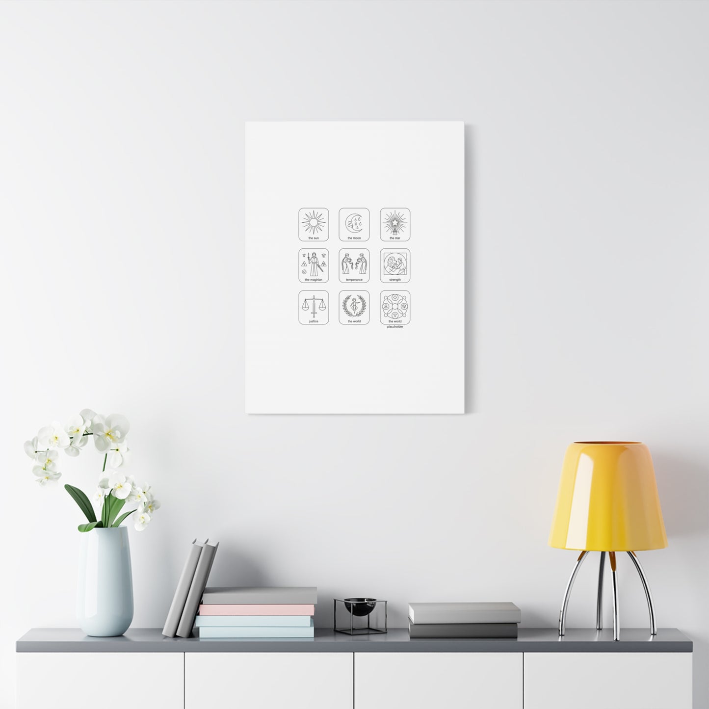 Minimal Tarot Icon Grid Canvas | Monochrome Icon Set, System Design