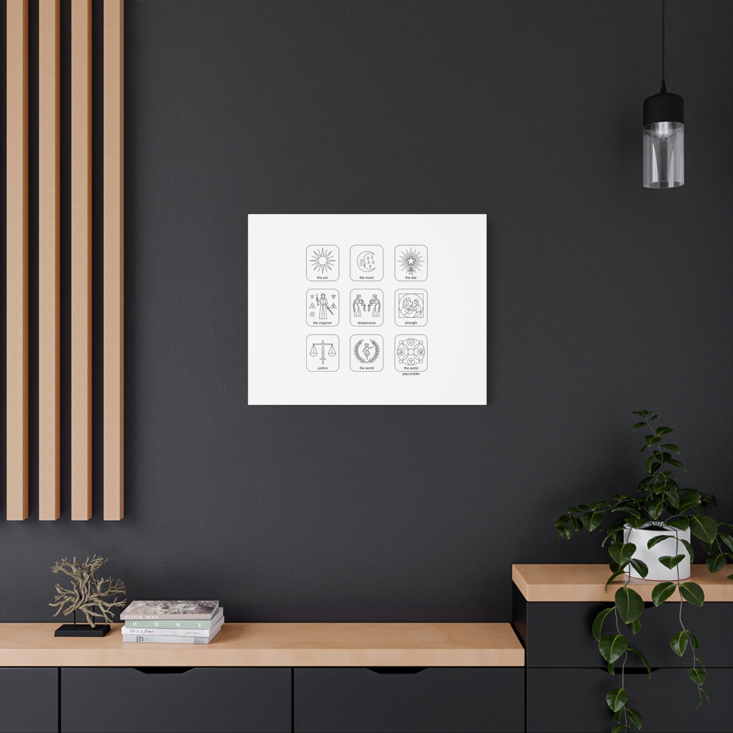 Minimal Tarot Icon Grid Canvas | Monochrome Icon Set, System Design