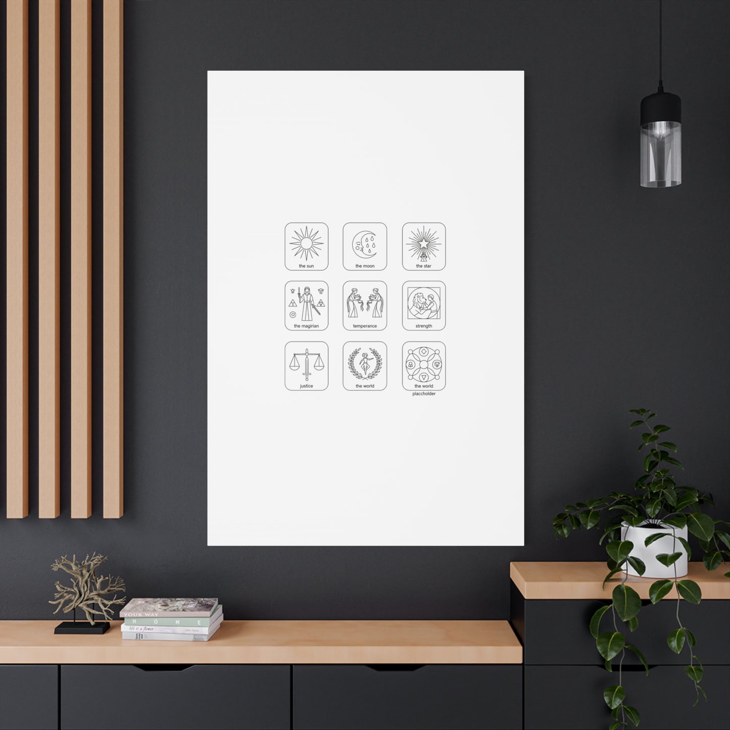 Minimal Tarot Icon Grid Canvas | Monochrome Icon Set, System Design