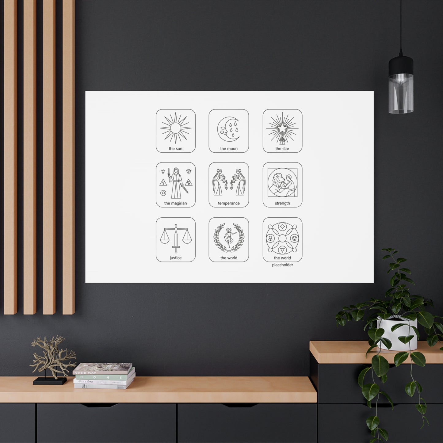 Minimal Tarot Icon Grid Canvas | Monochrome Icon Set, System Design