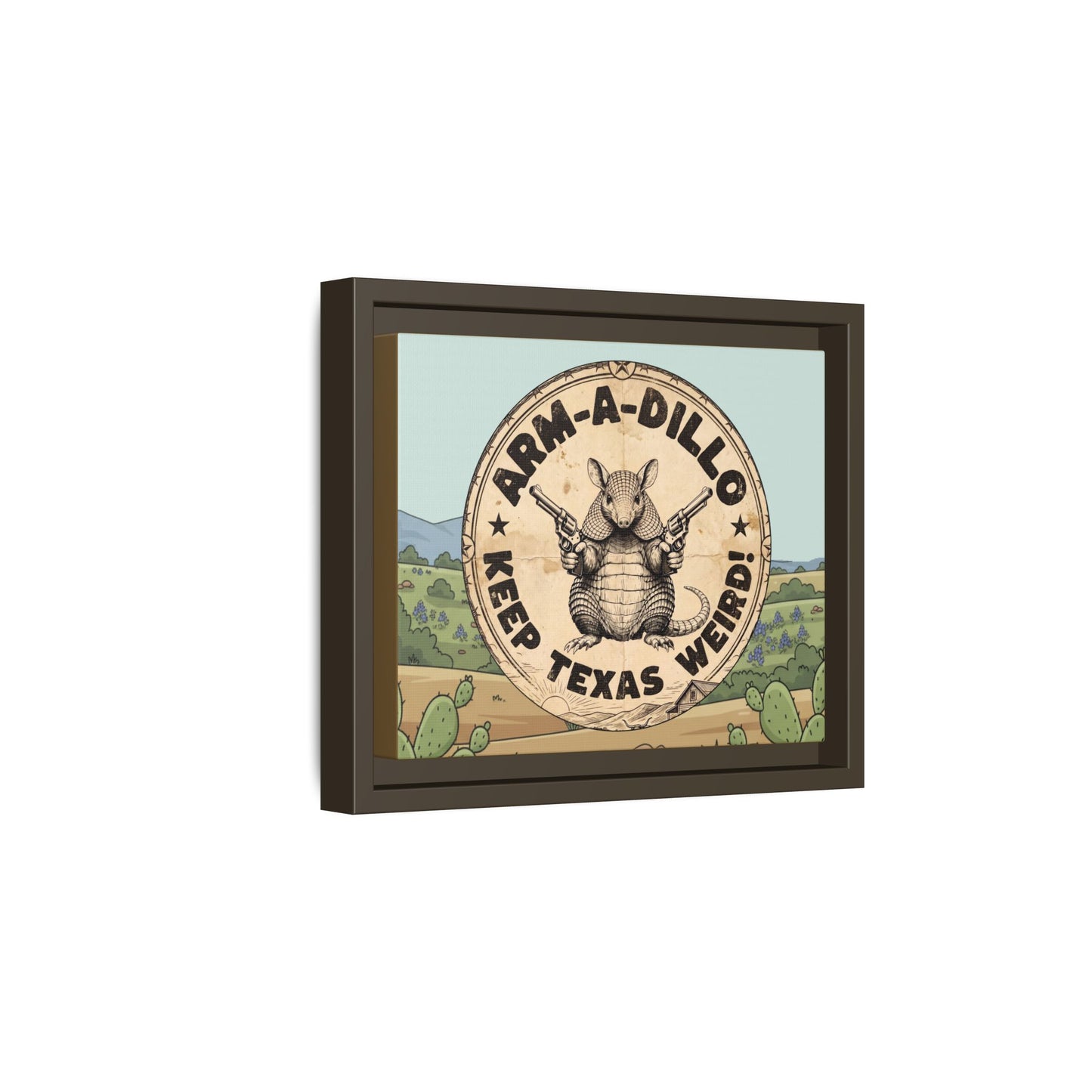 Arm-A-Dillo Framed Canvas Print - Keep Texas Weird - Gift For Texan Dillo Lovers - Ready To Hang -