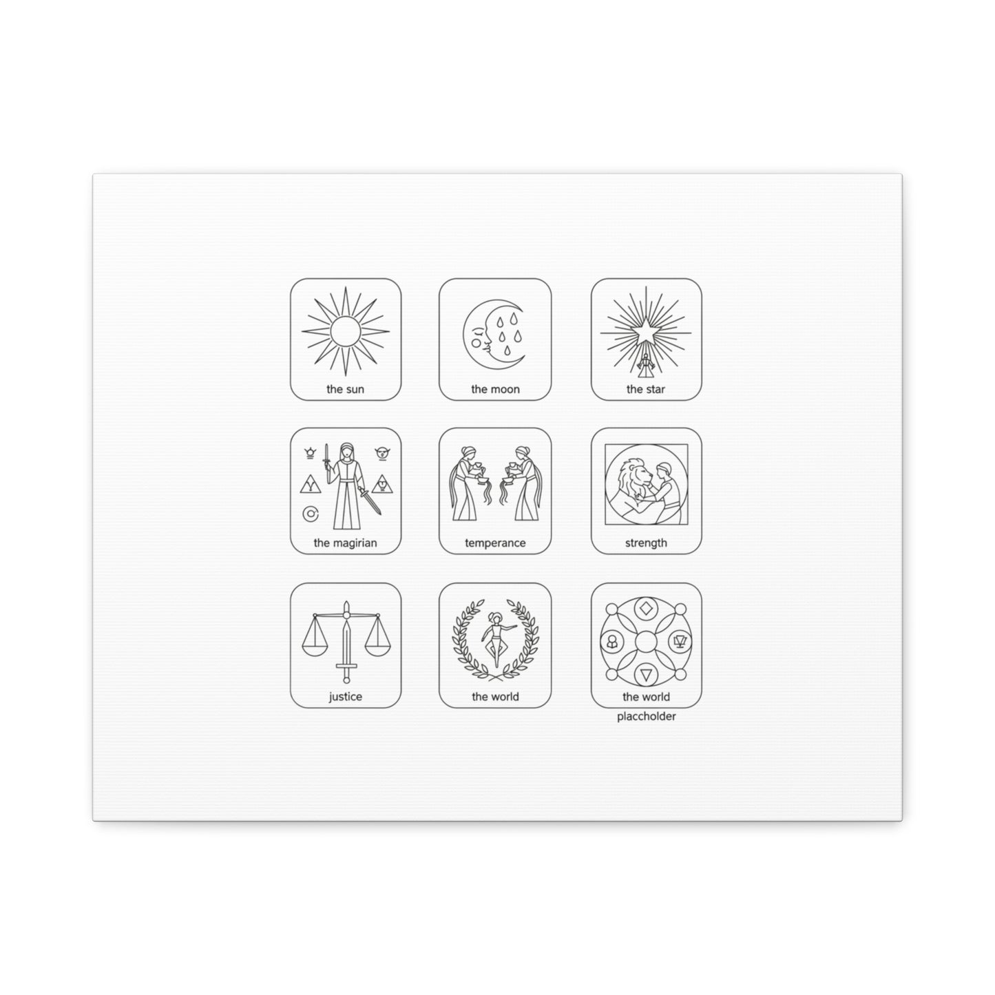 Minimal Tarot Icon Grid Canvas | Monochrome Icon Set, System Design