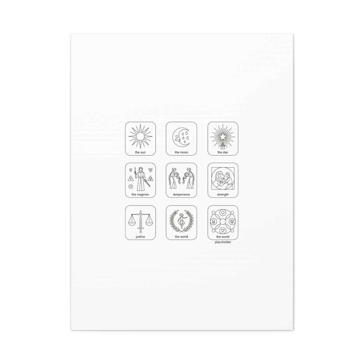 Minimal Tarot Icon Grid Canvas | Monochrome Icon Set, System Design