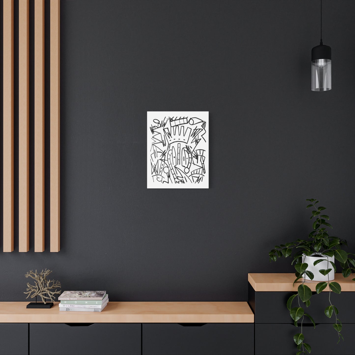 Abstract Art Canvas Wall Decor, Black and White Stretched Art, Modern Home Decor, Minimalist Wall Art, Unique Gift for Art Lovers