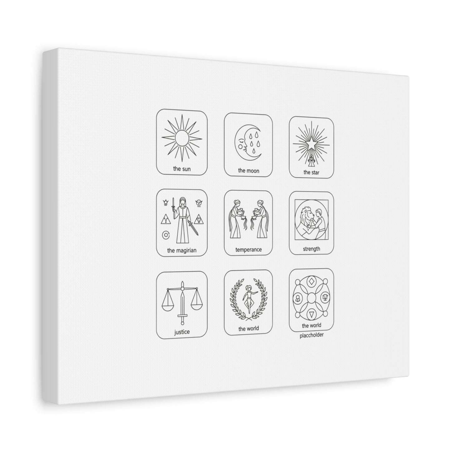 Minimal Tarot Icon Grid Canvas | Monochrome Icon Set, System Design