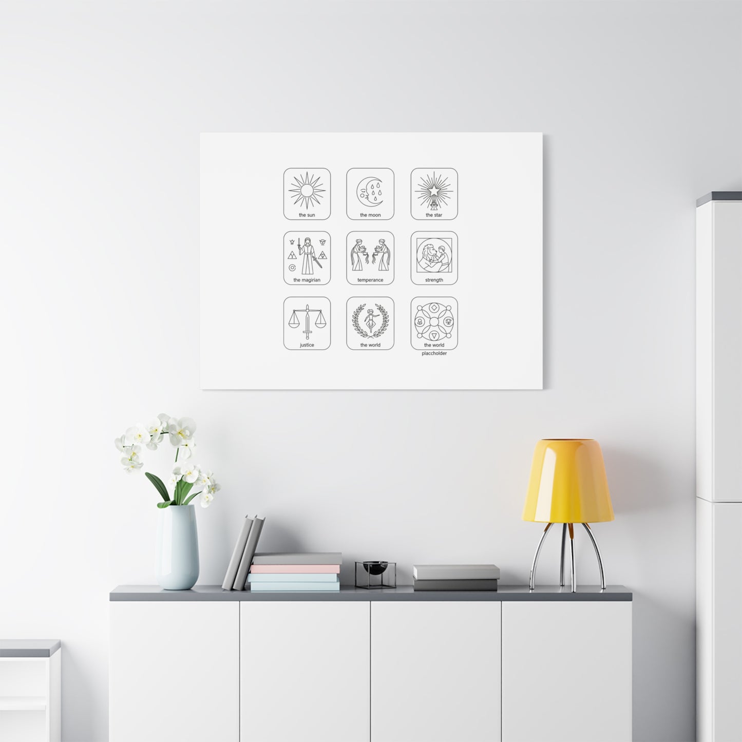 Minimal Tarot Icon Grid Canvas | Monochrome Icon Set, System Design