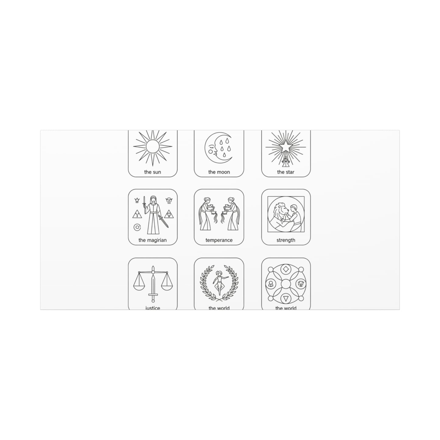 Minimal Tarot Icon Grid Canvas | Monochrome Icon Set, System Design
