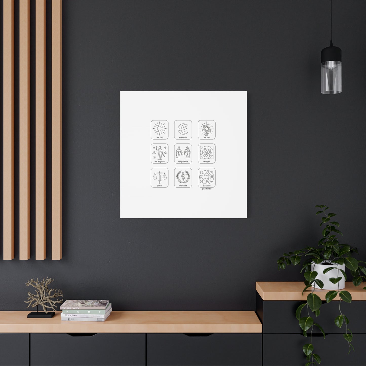 Minimal Tarot Icon Grid Canvas | Monochrome Icon Set, System Design