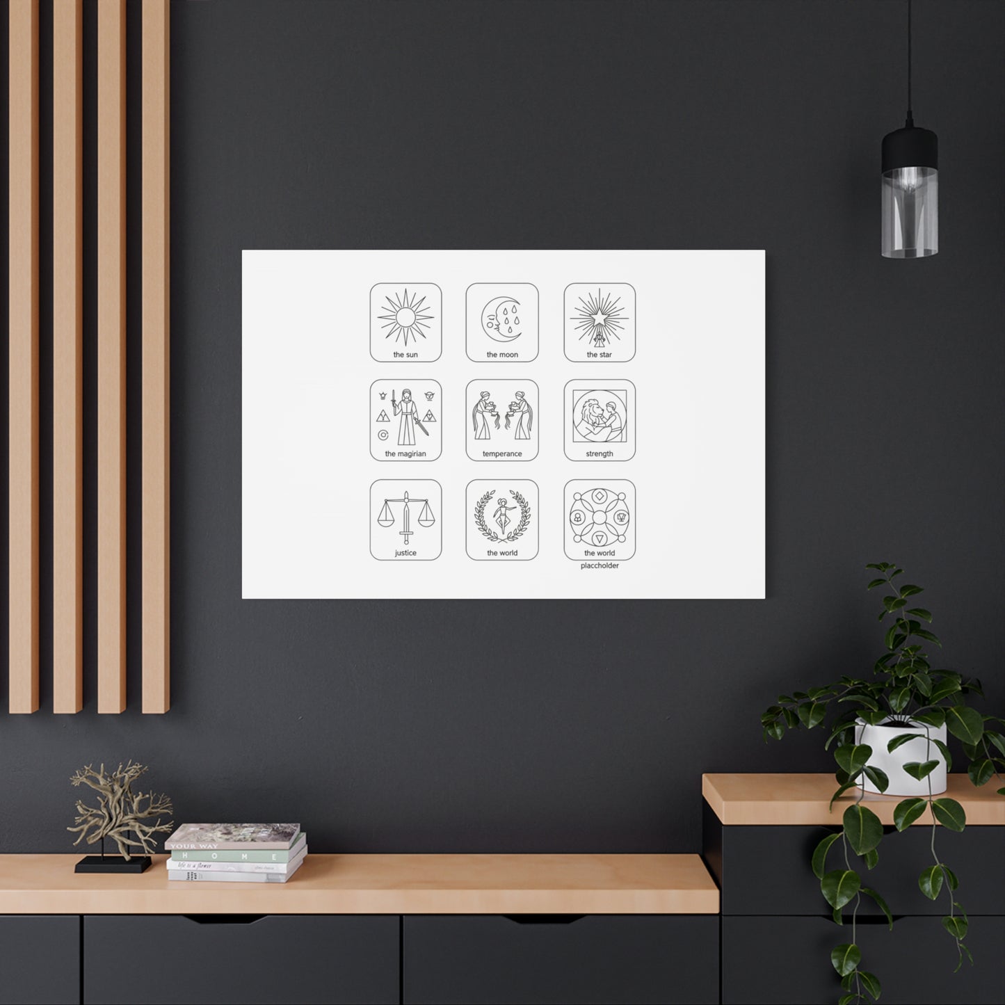 Minimal Tarot Icon Grid Canvas | Monochrome Icon Set, System Design