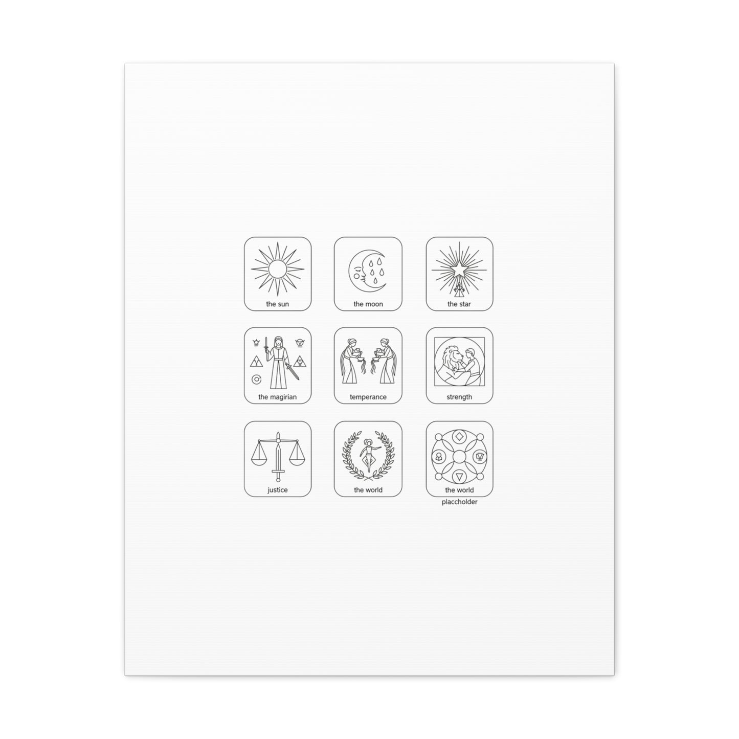 Minimal Tarot Icon Grid Canvas | Monochrome Icon Set, System Design