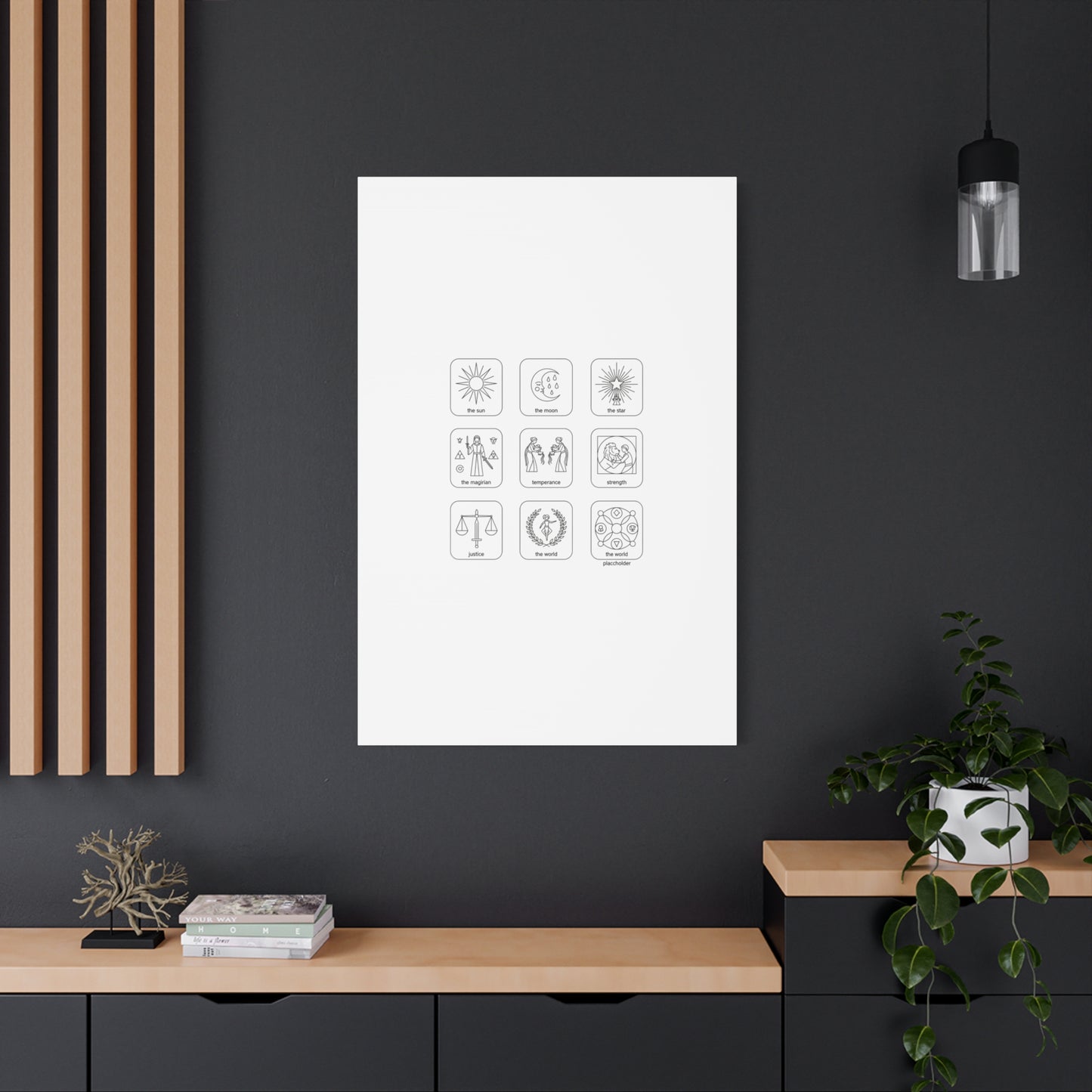 Minimal Tarot Icon Grid Canvas | Monochrome Icon Set, System Design