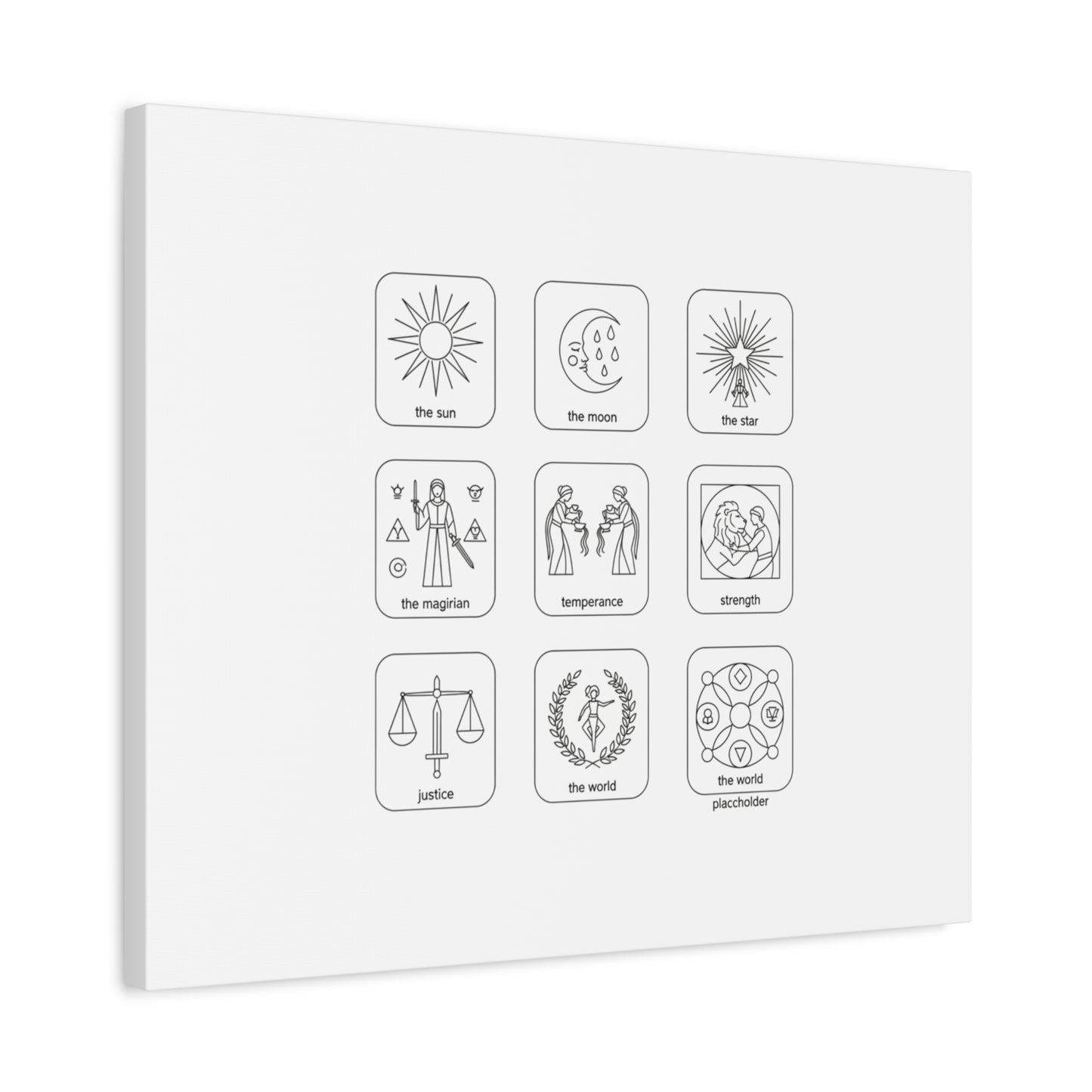 Minimal Tarot Icon Grid Canvas | Monochrome Icon Set, System Design