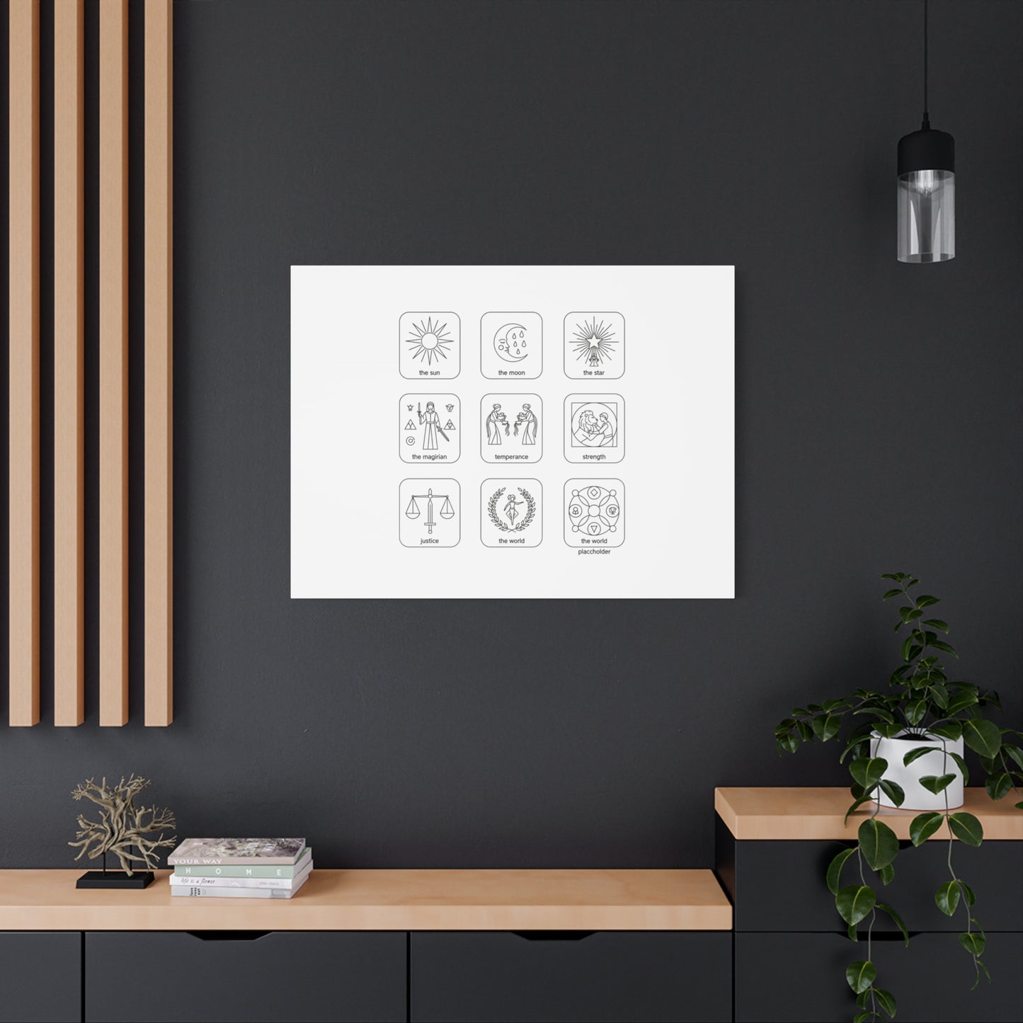 Minimal Tarot Icon Grid Canvas | Monochrome Icon Set, System Design