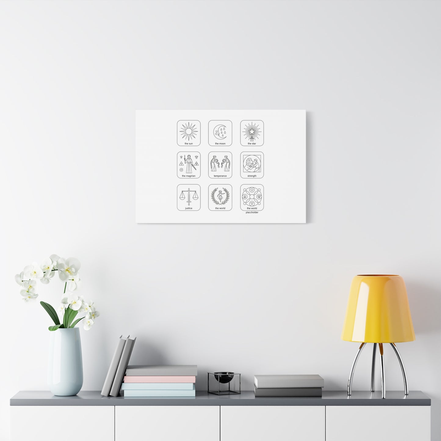 Minimal Tarot Icon Grid Canvas | Monochrome Icon Set, System Design