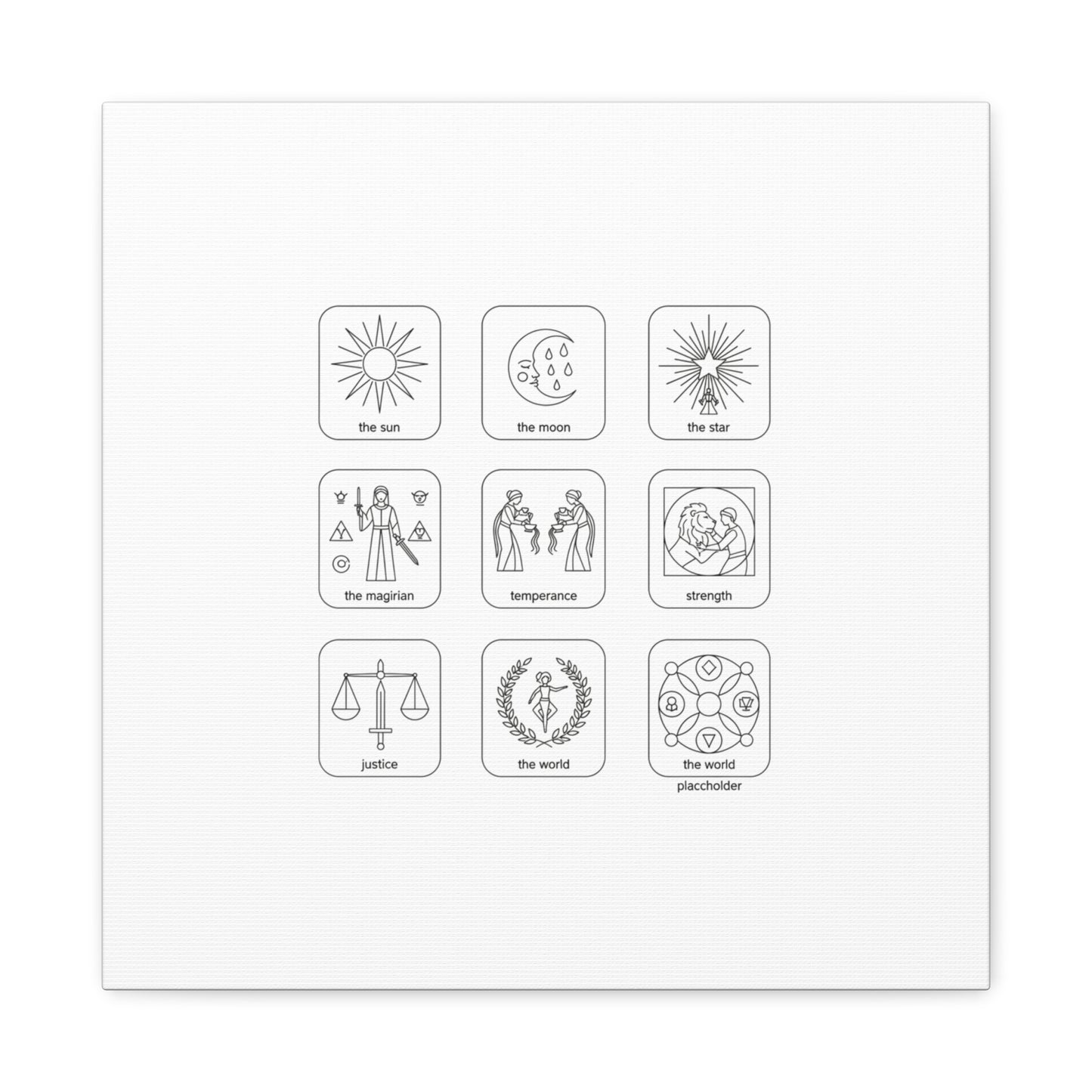 Minimal Tarot Icon Grid Canvas | Monochrome Icon Set, System Design