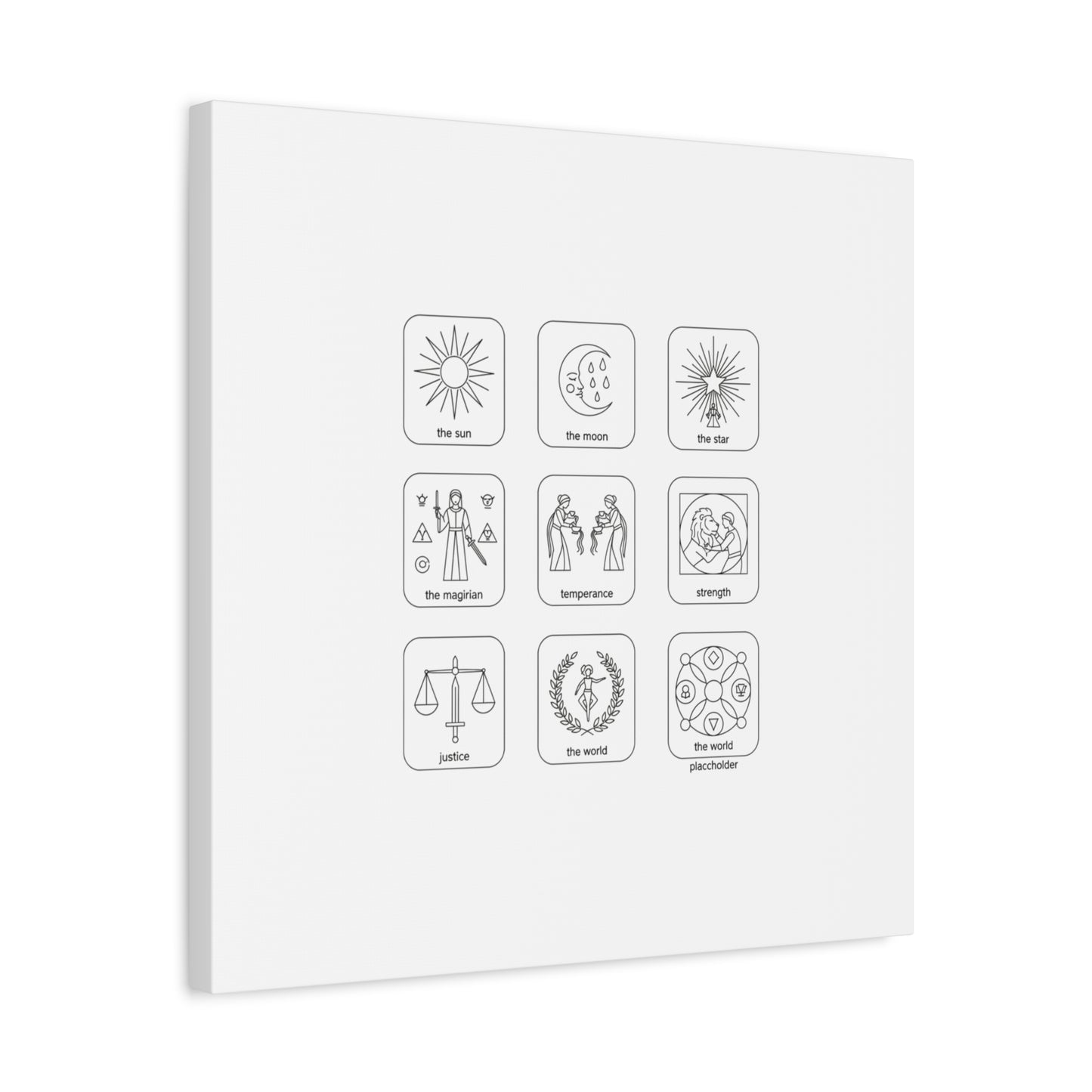 Minimal Tarot Icon Grid Canvas | Monochrome Icon Set, System Design