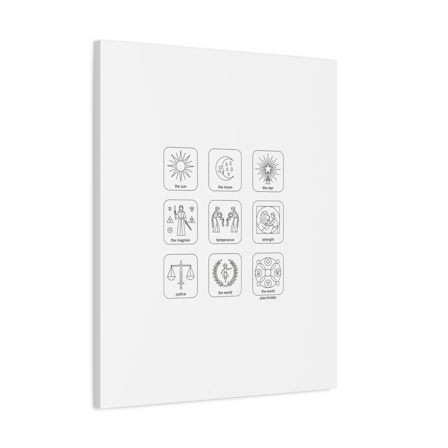 Minimal Tarot Icon Grid Canvas | Monochrome Icon Set, System Design