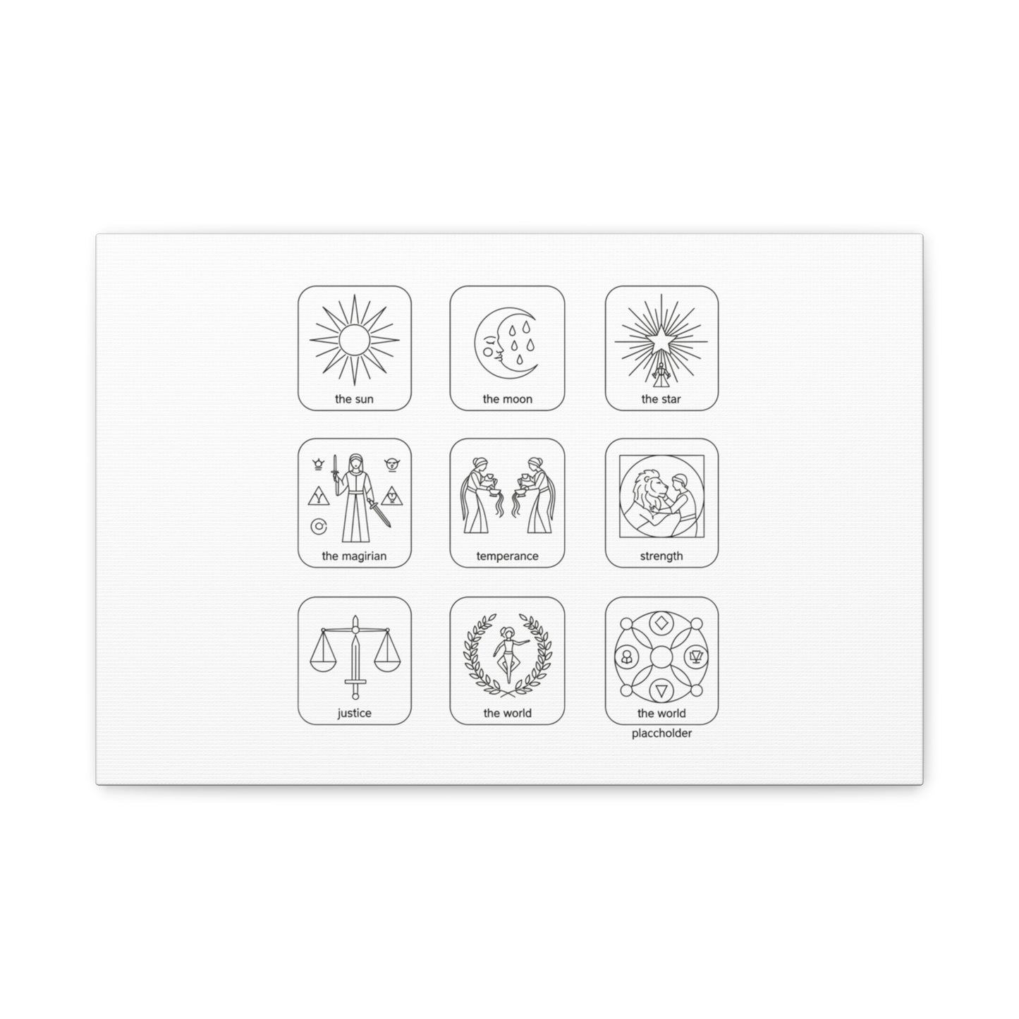 Minimal Tarot Icon Grid Canvas | Monochrome Icon Set, System Design
