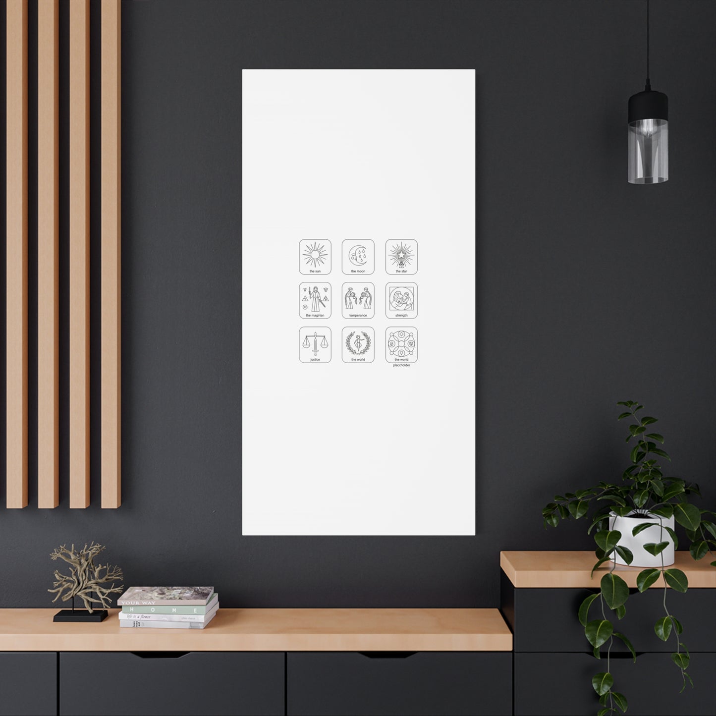 Minimal Tarot Icon Grid Canvas | Monochrome Icon Set, System Design