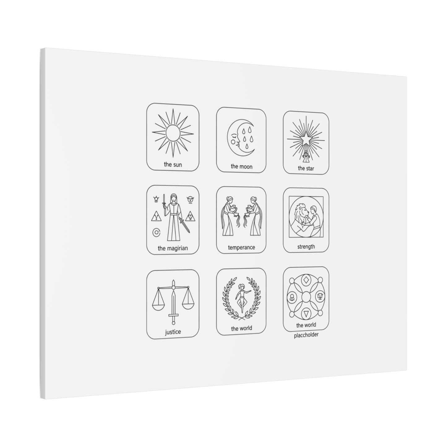 Minimal Tarot Icon Grid Canvas | Monochrome Icon Set, System Design