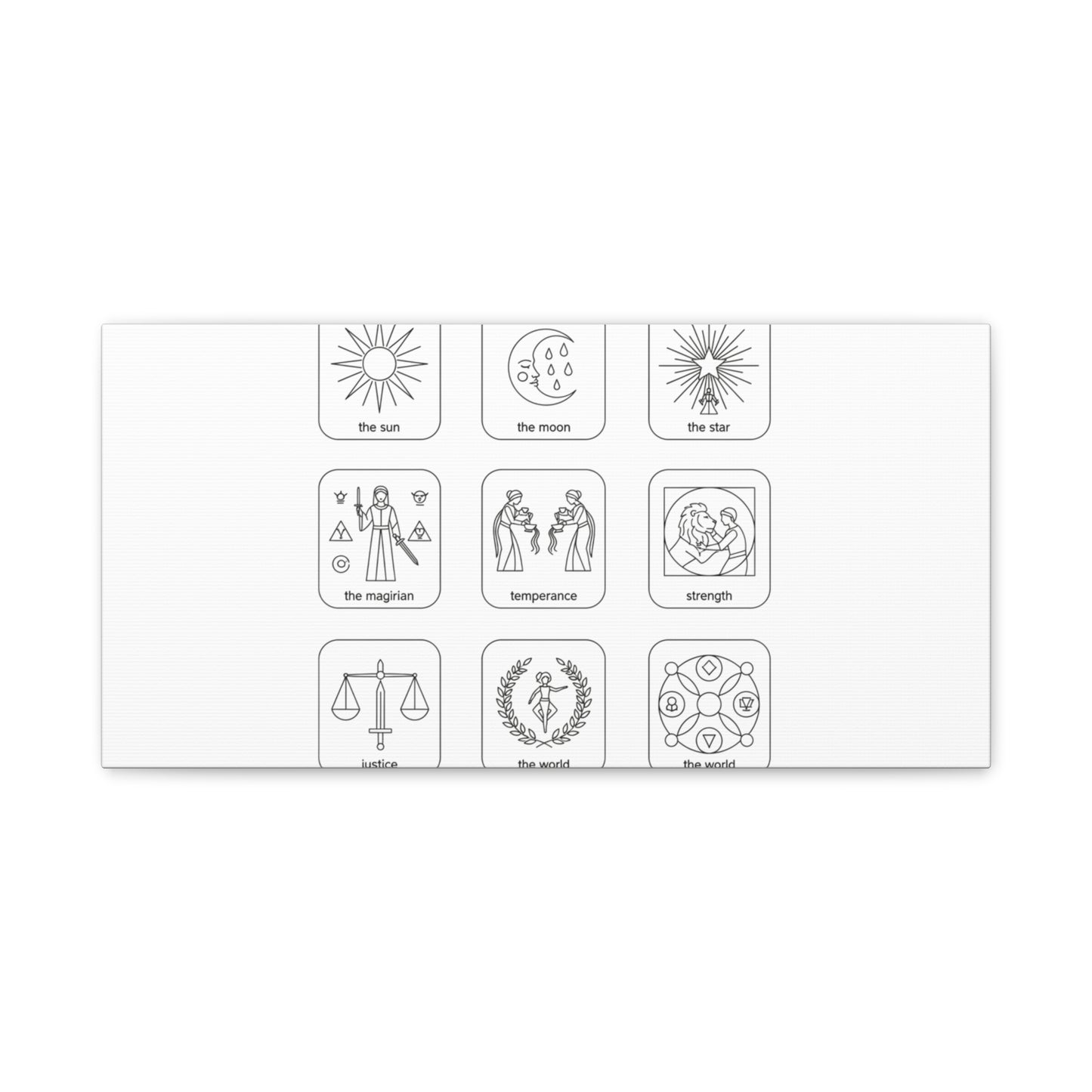 Minimal Tarot Icon Grid Canvas | Monochrome Icon Set, System Design