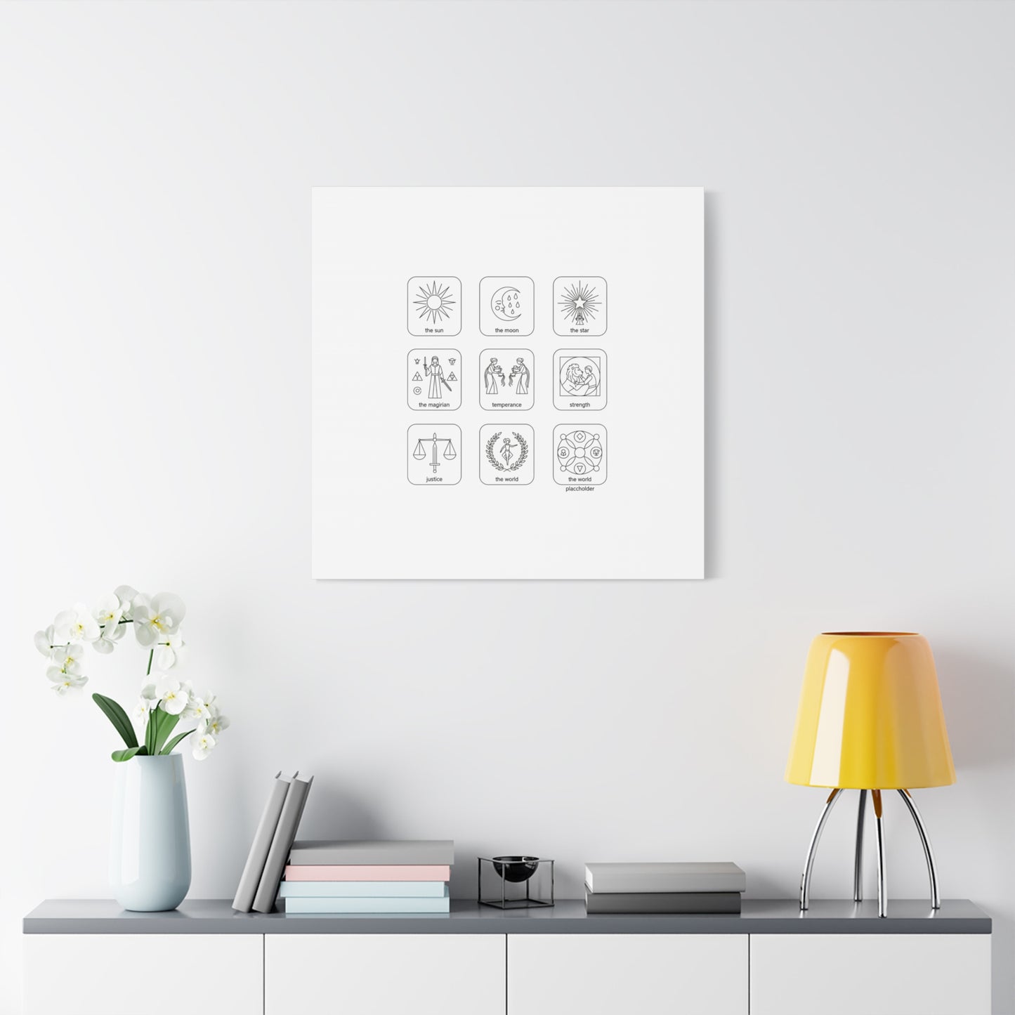 Minimal Tarot Icon Grid Canvas | Monochrome Icon Set, System Design