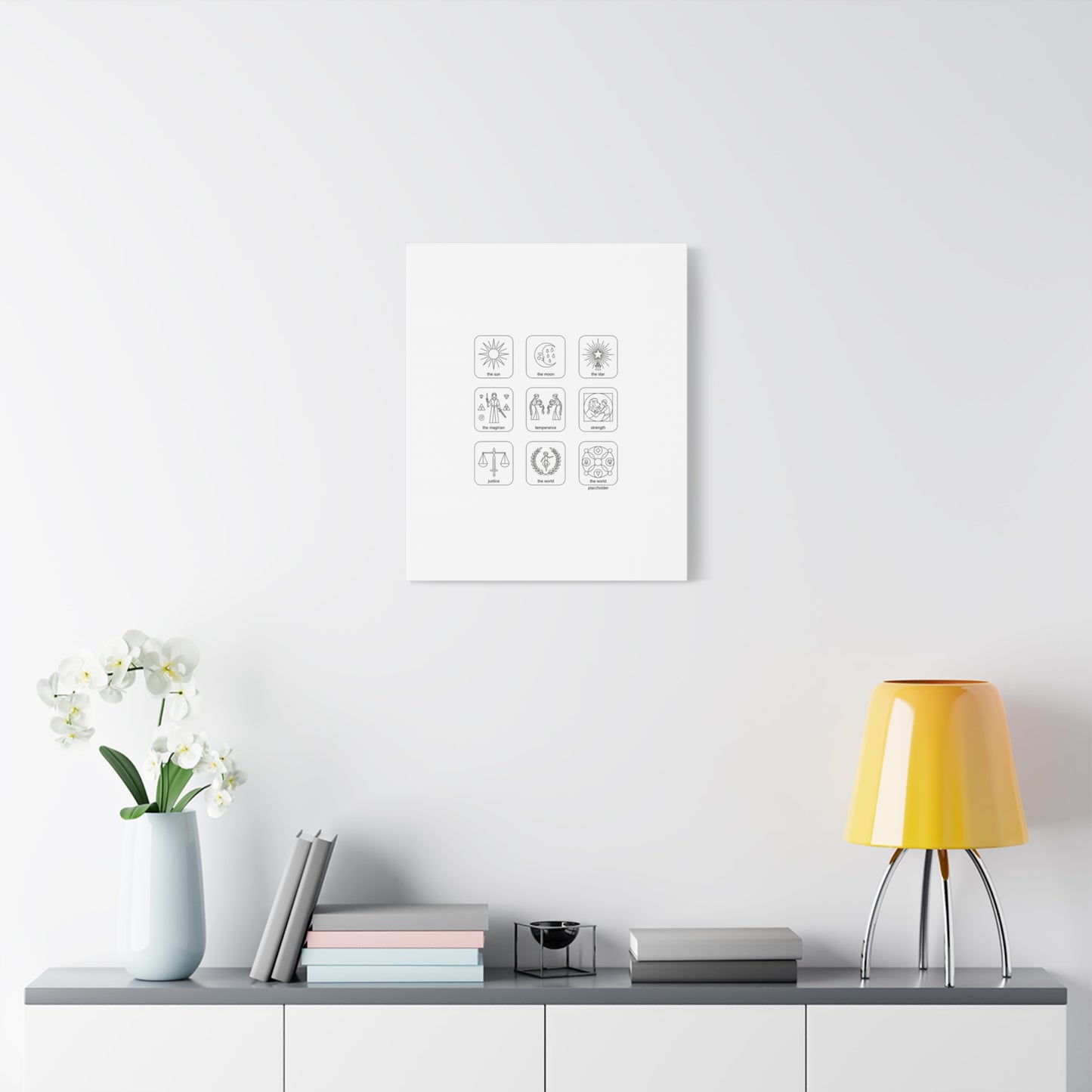 Minimal Tarot Icon Grid Canvas | Monochrome Icon Set, System Design