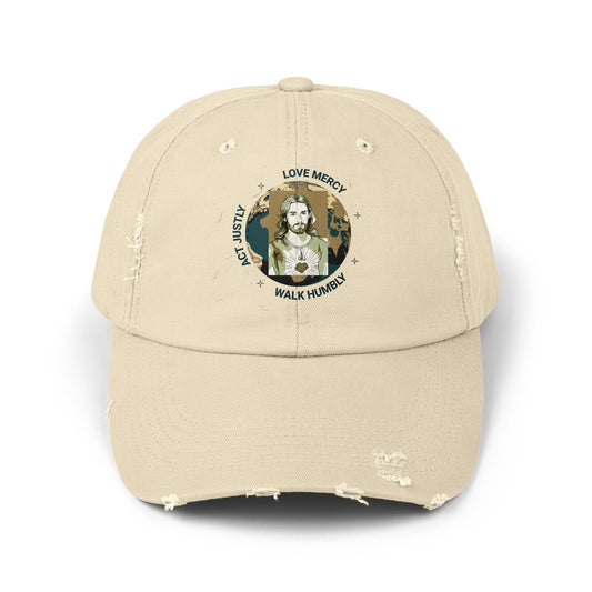 Sacred Heart Jesus Vintage-Inspired Christian Hat, Retro Faith Distressed HAT, Christian Love, Mercy and Justice Hat