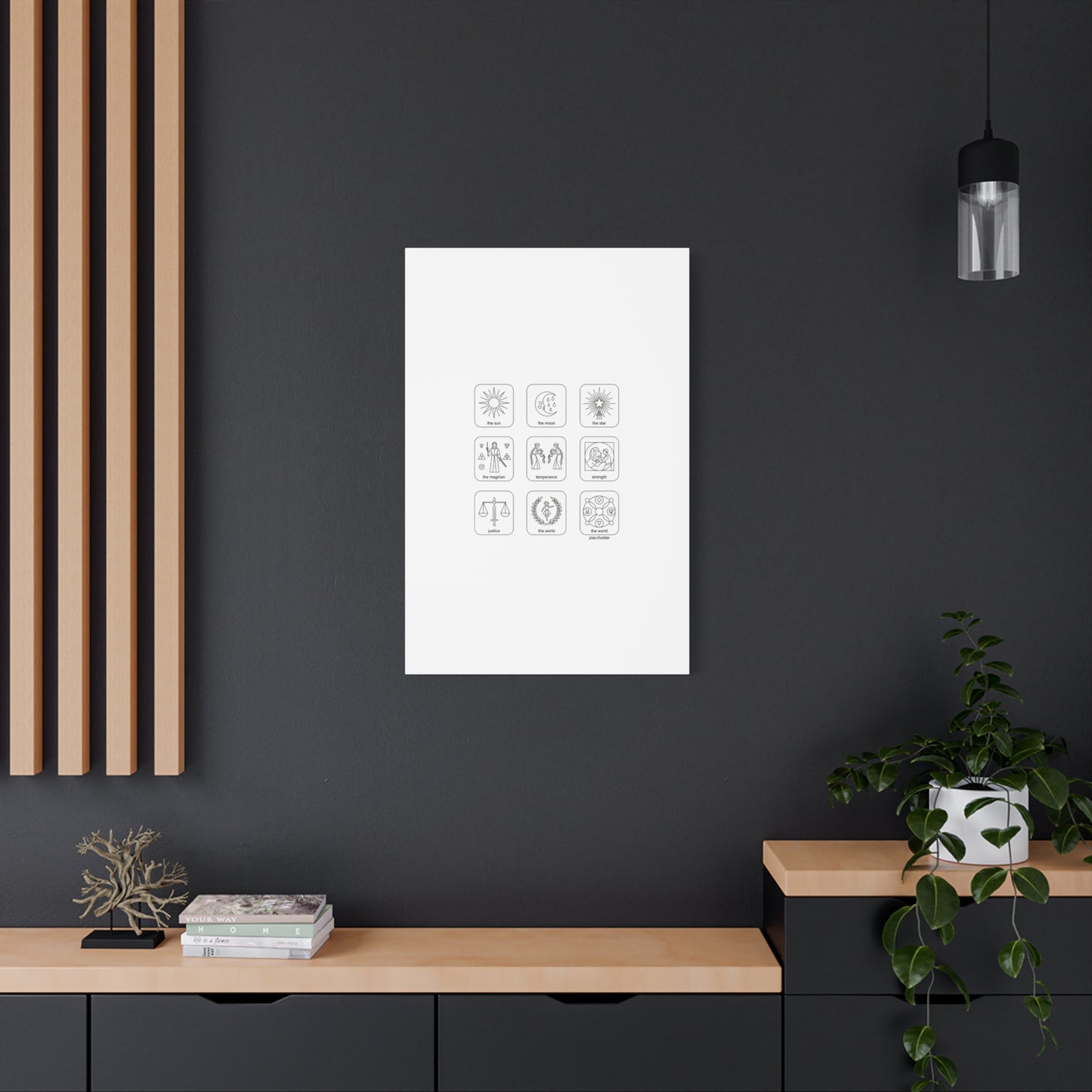 Minimal Tarot Icon Grid Canvas | Monochrome Icon Set, System Design
