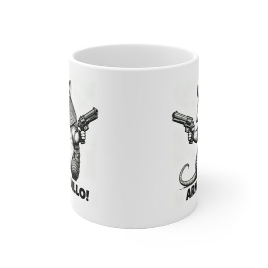 Armadillo Mug — 'Arm a Dillo!' Funny Animal Coffee Cup Gift For Texans