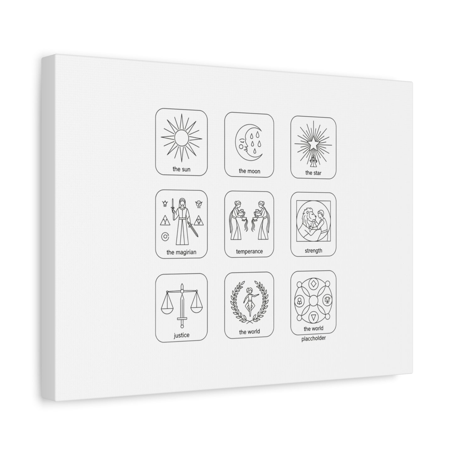 Minimal Tarot Icon Grid Canvas | Monochrome Icon Set, System Design