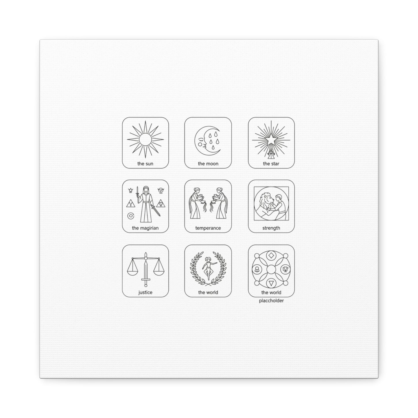 Minimal Tarot Icon Grid Canvas | Monochrome Icon Set, System Design