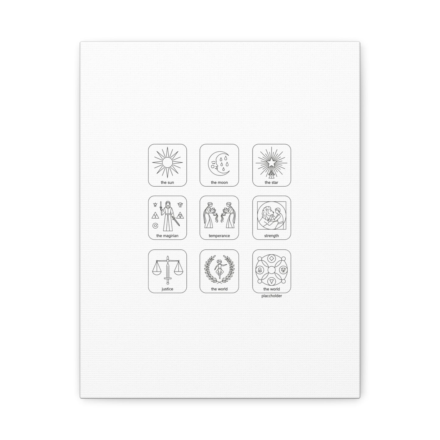 Minimal Tarot Icon Grid Canvas | Monochrome Icon Set, System Design