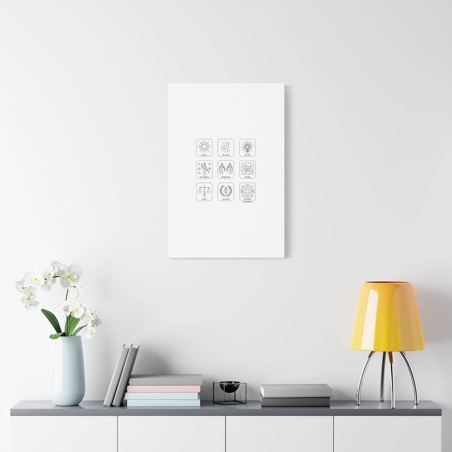 Minimal Tarot Icon Grid Canvas | Monochrome Icon Set, System Design