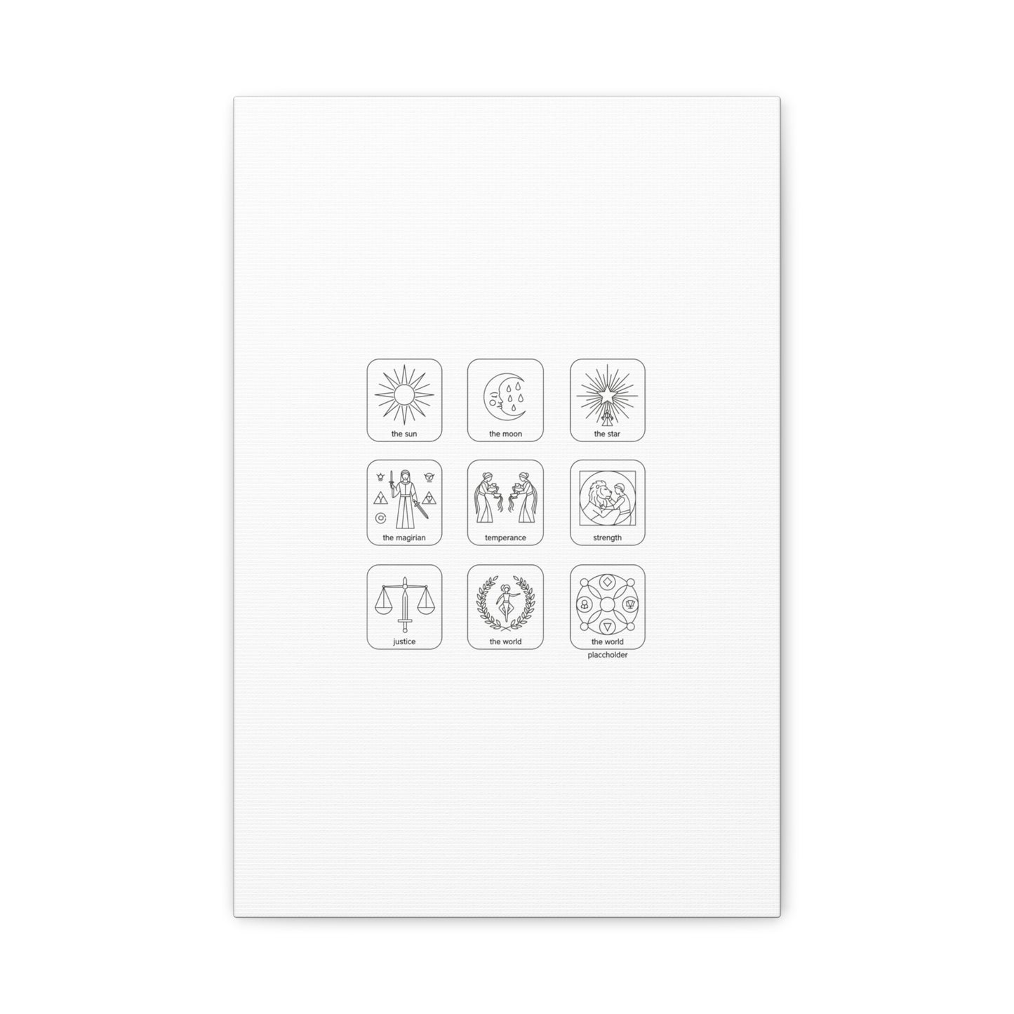 Minimal Tarot Icon Grid Canvas | Monochrome Icon Set, System Design