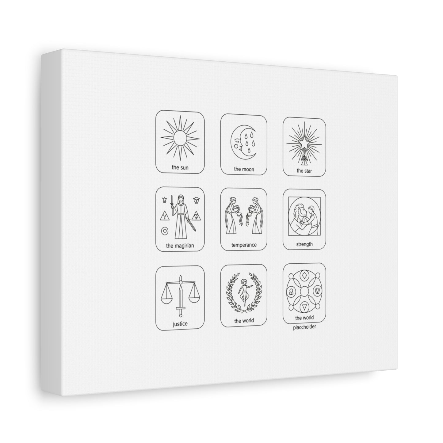 Minimal Tarot Icon Grid Canvas | Monochrome Icon Set, System Design