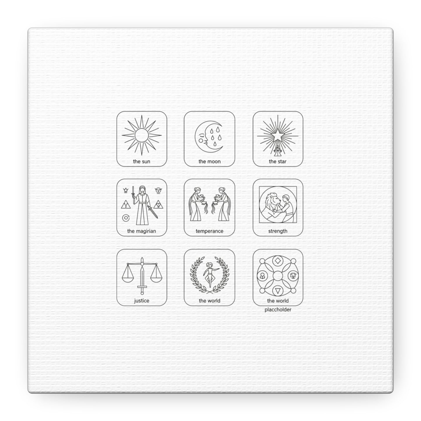 Minimal Tarot Icon Grid Canvas | Monochrome Icon Set, System Design