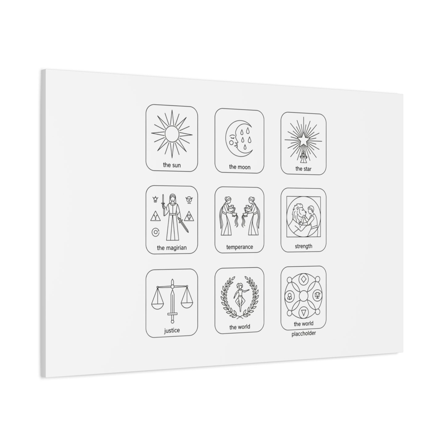 Minimal Tarot Icon Grid Canvas | Monochrome Icon Set, System Design