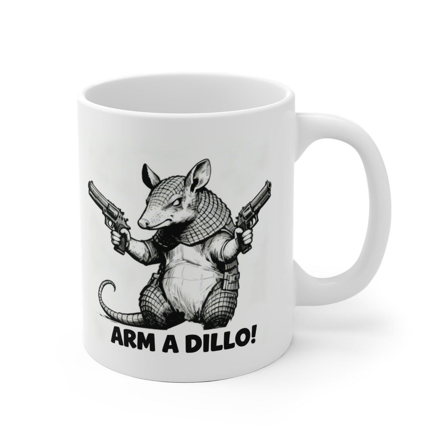 Armadillo Mug — 'Arm a Dillo!' Funny Animal Coffee Cup Gift For Texans