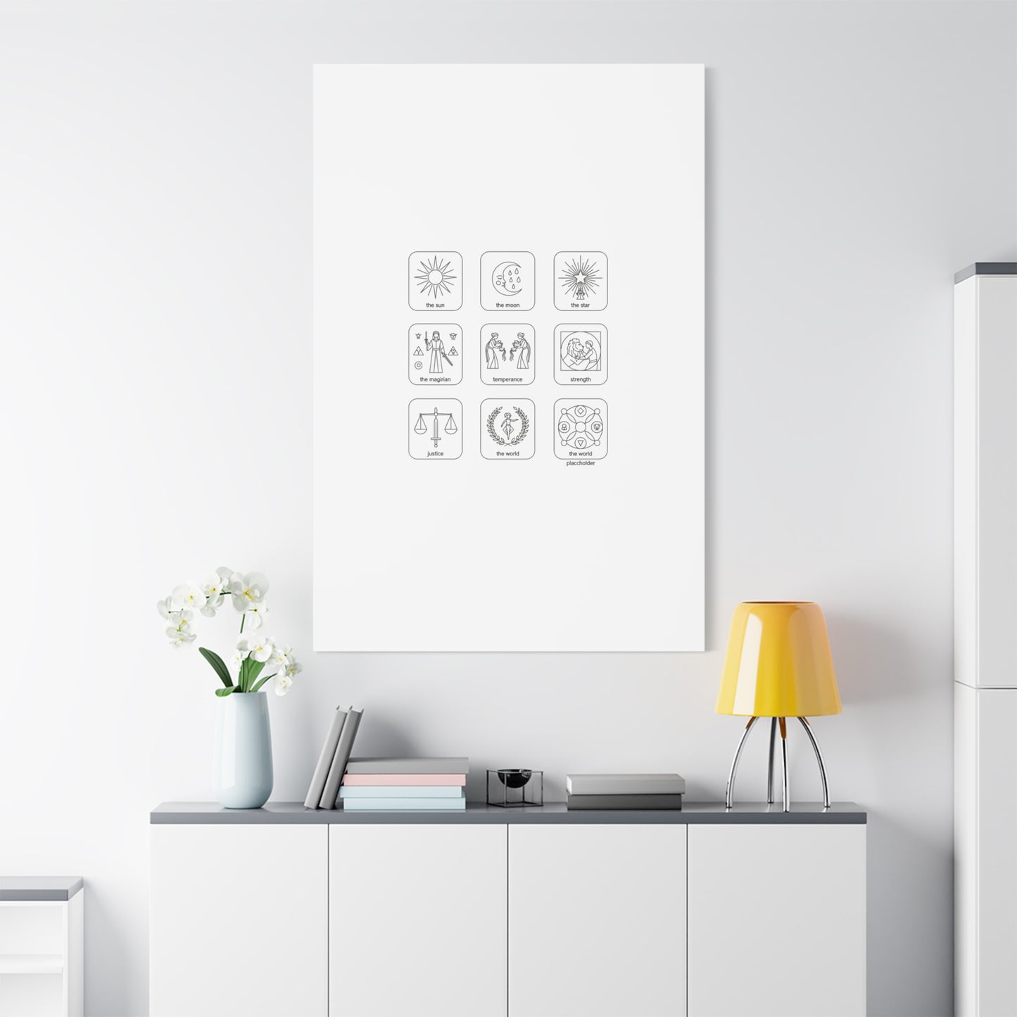 Minimal Tarot Icon Grid Canvas | Monochrome Icon Set, System Design