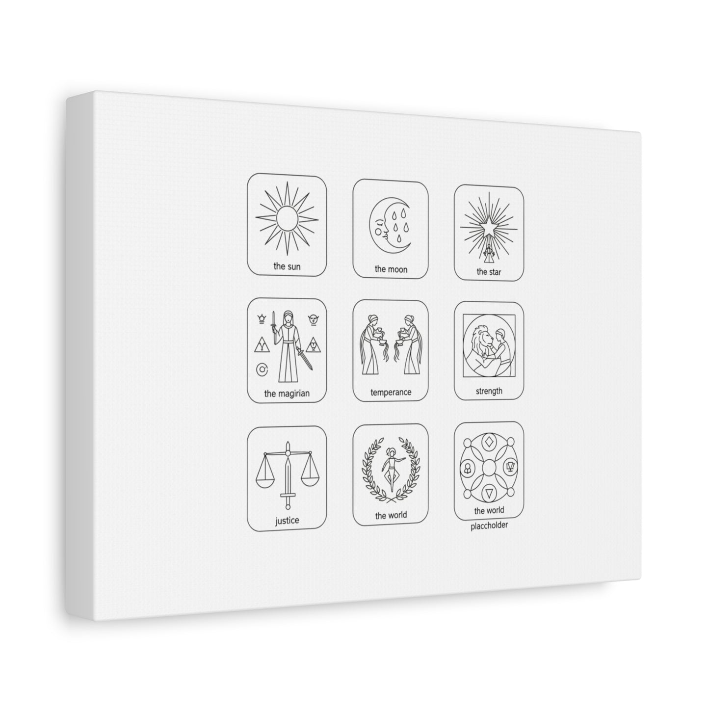 Minimal Tarot Icon Grid Canvas | Monochrome Icon Set, System Design