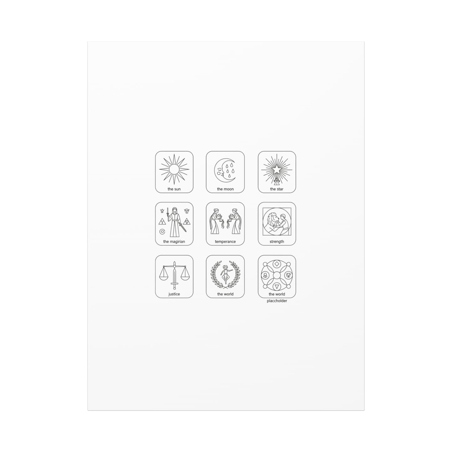 Minimal Tarot Icon Grid Canvas | Monochrome Icon Set, System Design