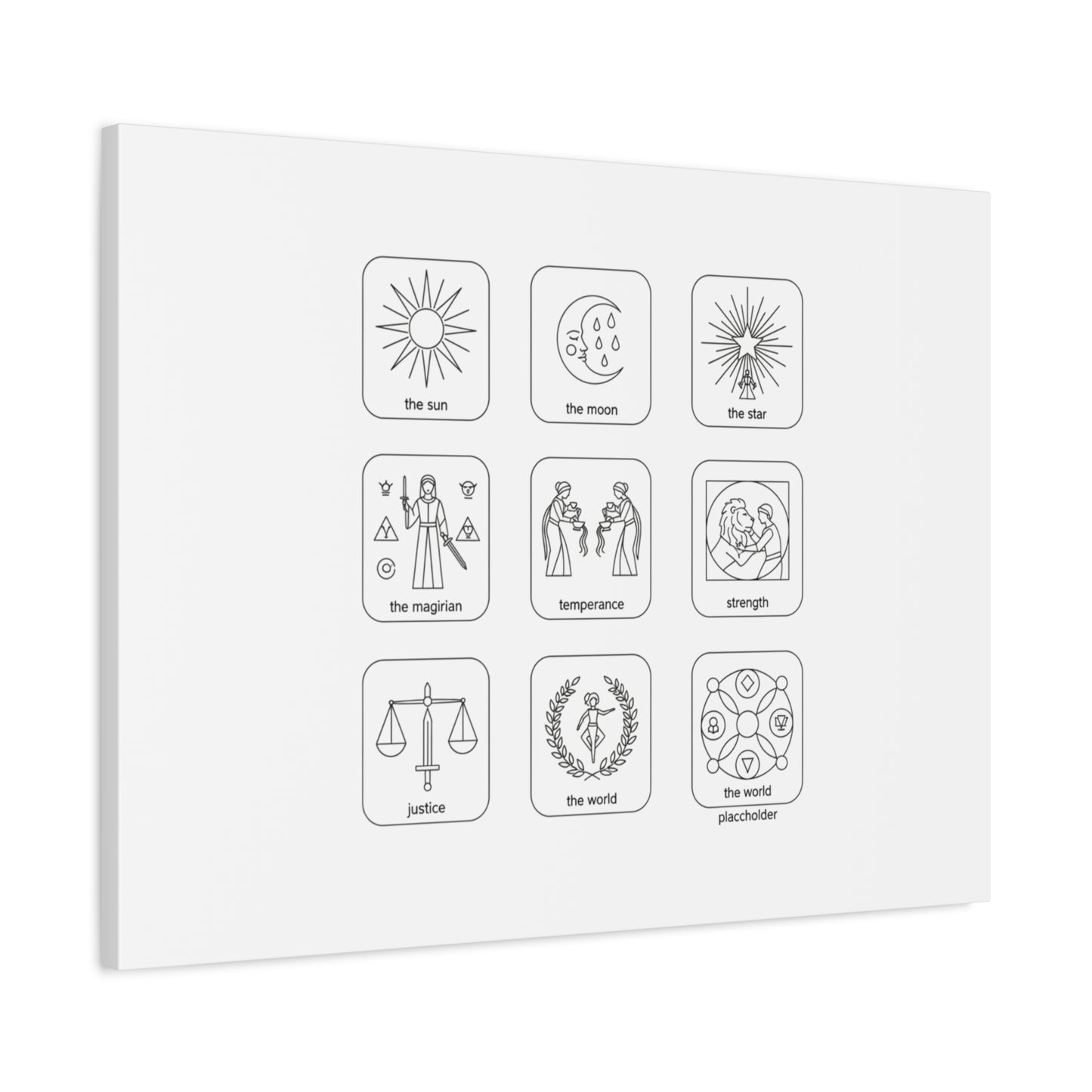 Minimal Tarot Icon Grid Canvas | Monochrome Icon Set, System Design