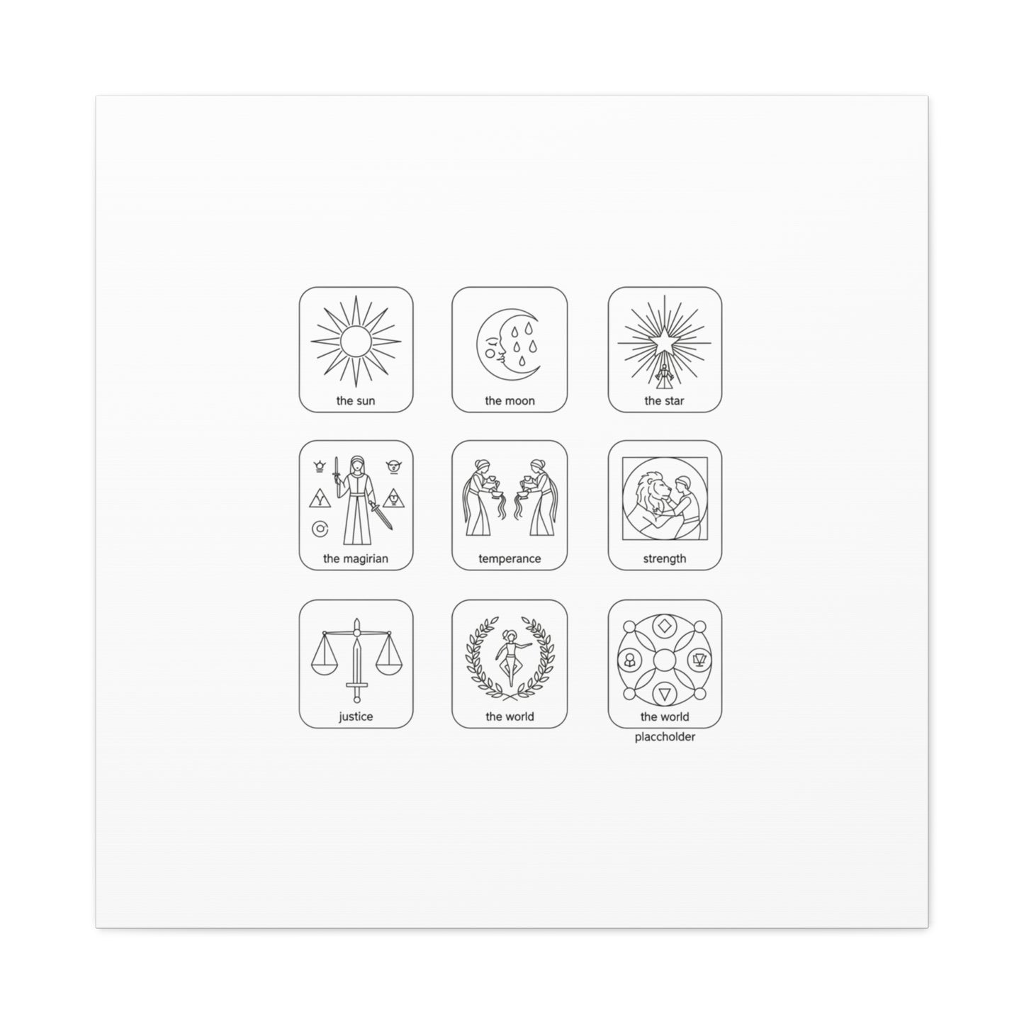 Minimal Tarot Icon Grid Canvas | Monochrome Icon Set, System Design