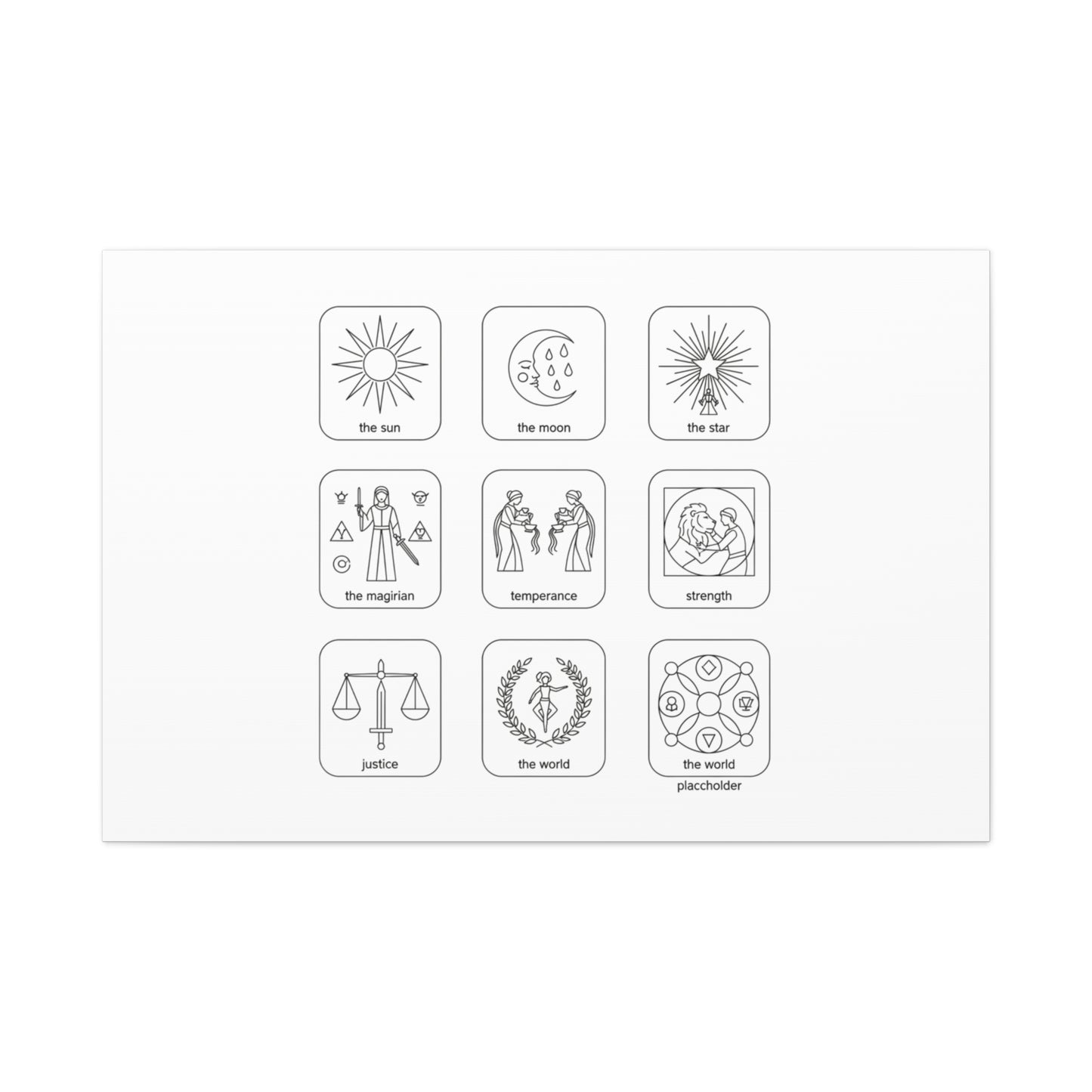 Minimal Tarot Icon Grid Canvas | Monochrome Icon Set, System Design